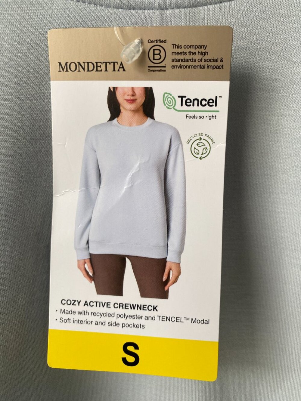 Mondetta Tencel Long Sleeve Top Polygiene Shirt Light Blue size S